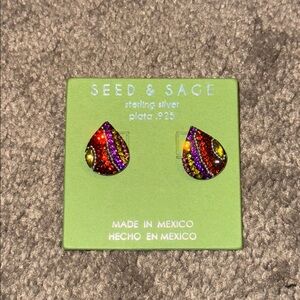 Seed & Sage Colorful Beaded Earrings .925 Sterling Silver Made in Mexico